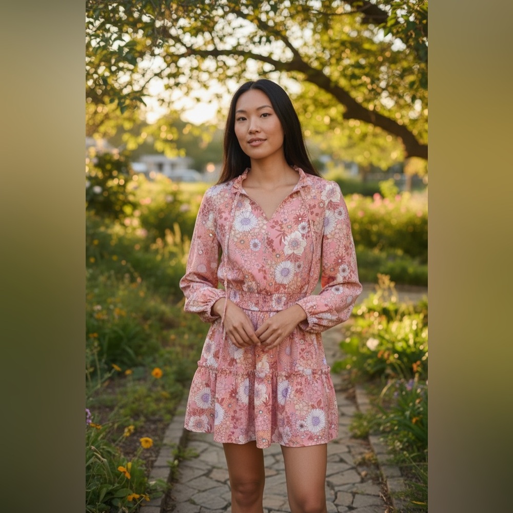 Cupshe Floral Ruffle Dress Sz M NWT | Tiered Boho Dress